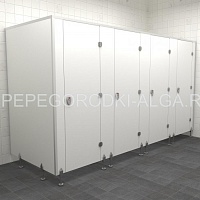 Фотография Сантехнические туалетные перегородки из HPL пластика 4 кабины (каркас профиль)